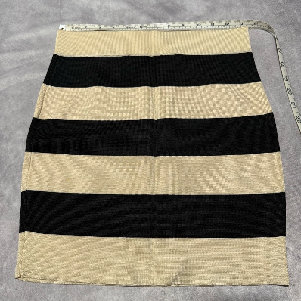 Forever 21 Black and Tan Striped Pencil Skirt